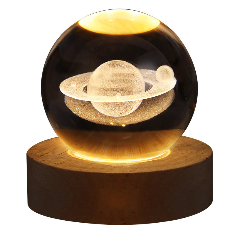 3D Galaxy Crystal Ball LED Table Lamp – Planet & Moon Night Light - FRPURE