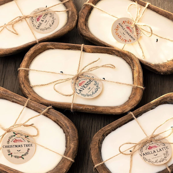 Retro Lavender Wooden Basin Candles – 3-Wick Aromatherapy Set - FRPURE