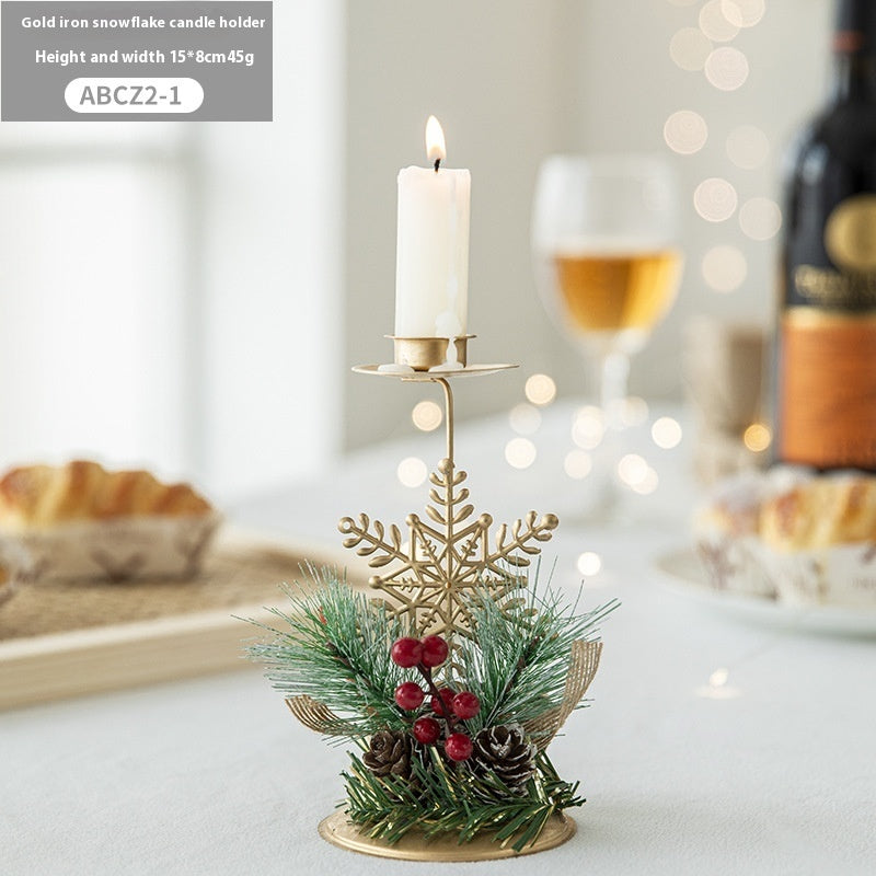 Christmas Candlestick Golden Wrought Iron Window Decoration - FRPURE