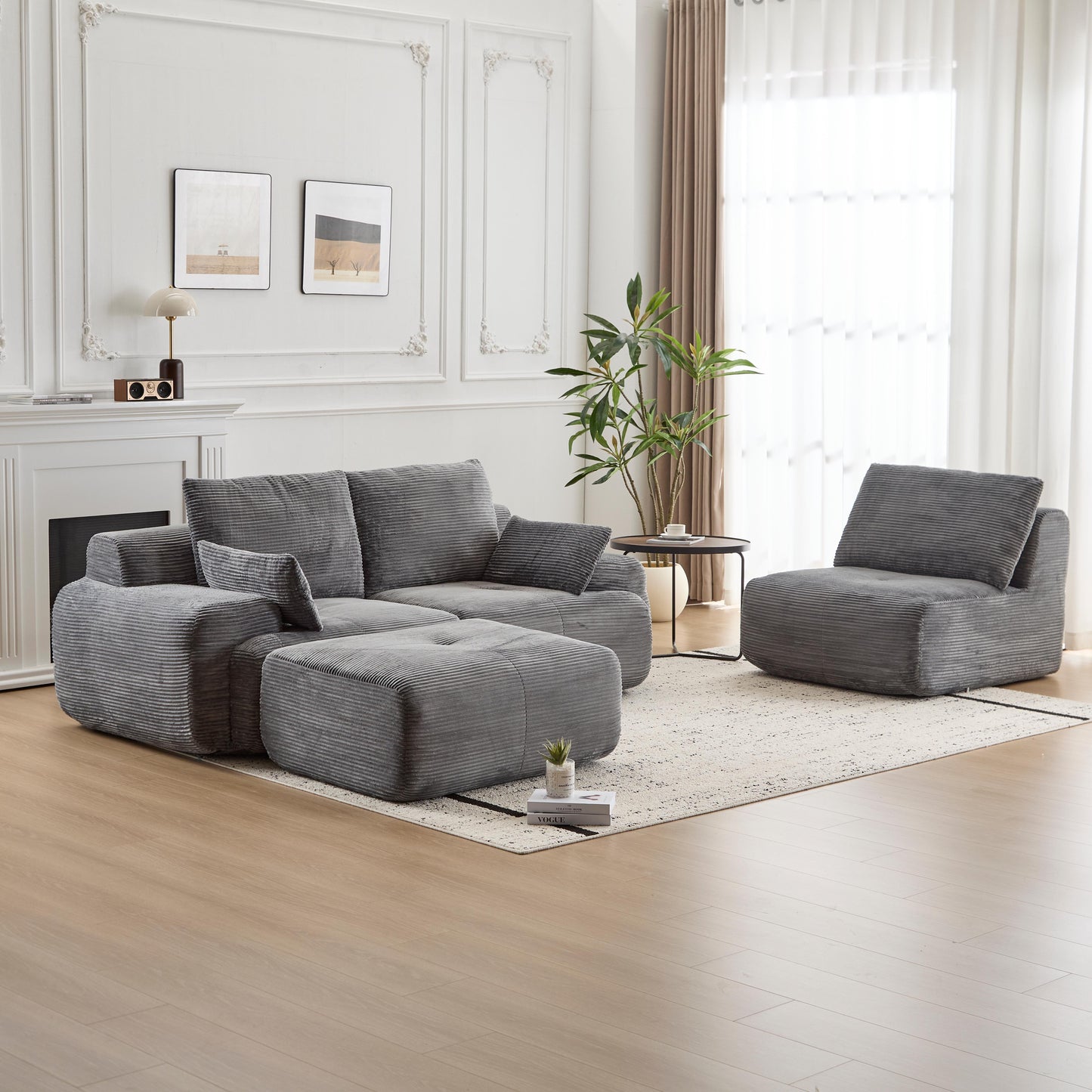 Grey Cloud Modular Sectional SofaExtra Deep Loveseat,No Assembly Required