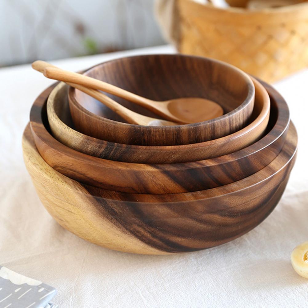 Natural Wooden Bowl – Fruit & Salad Bowl for Home or Restaurant - FRPURE