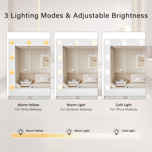 Modern Hollywood Vanity Desk with LED Mirror - FRPURE