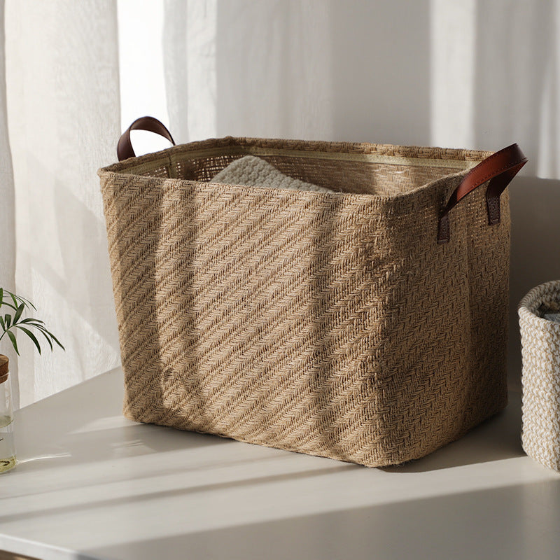 Storage Basket Jute Fabric Foldable Storage Box - FRPURE