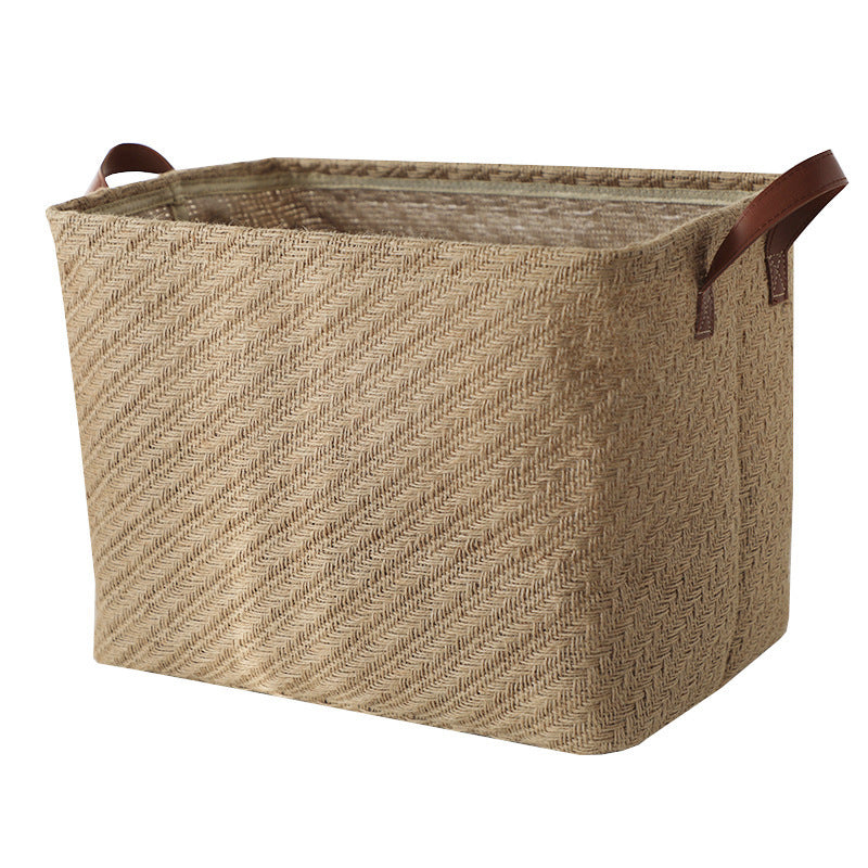 Storage Basket Jute Fabric Foldable Storage Box - FRPURE