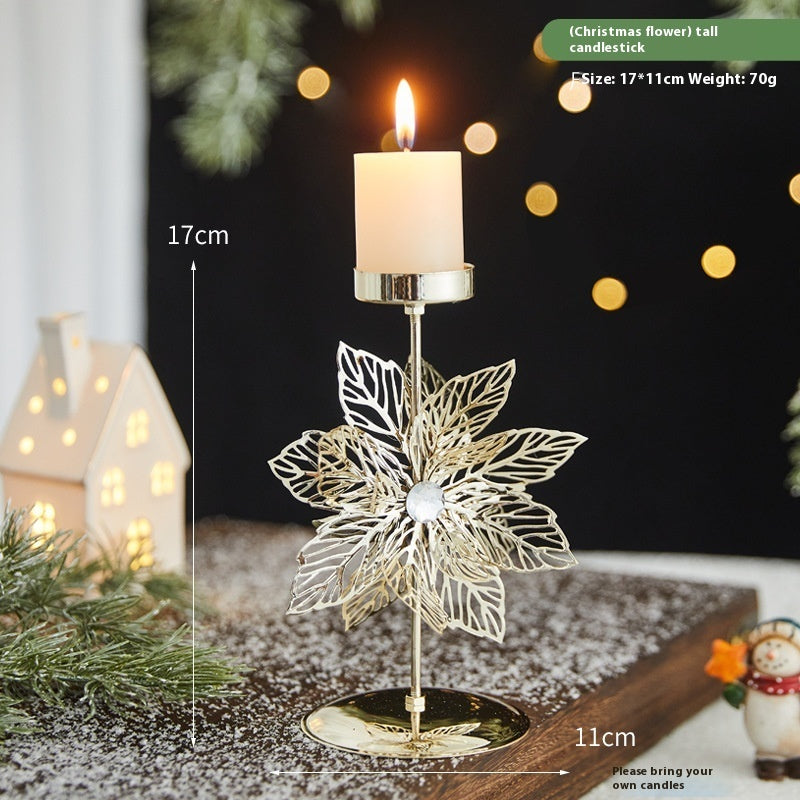Romantic Christmas Wrought Iron Candlestick Candle Tray Decoration - FRPURE