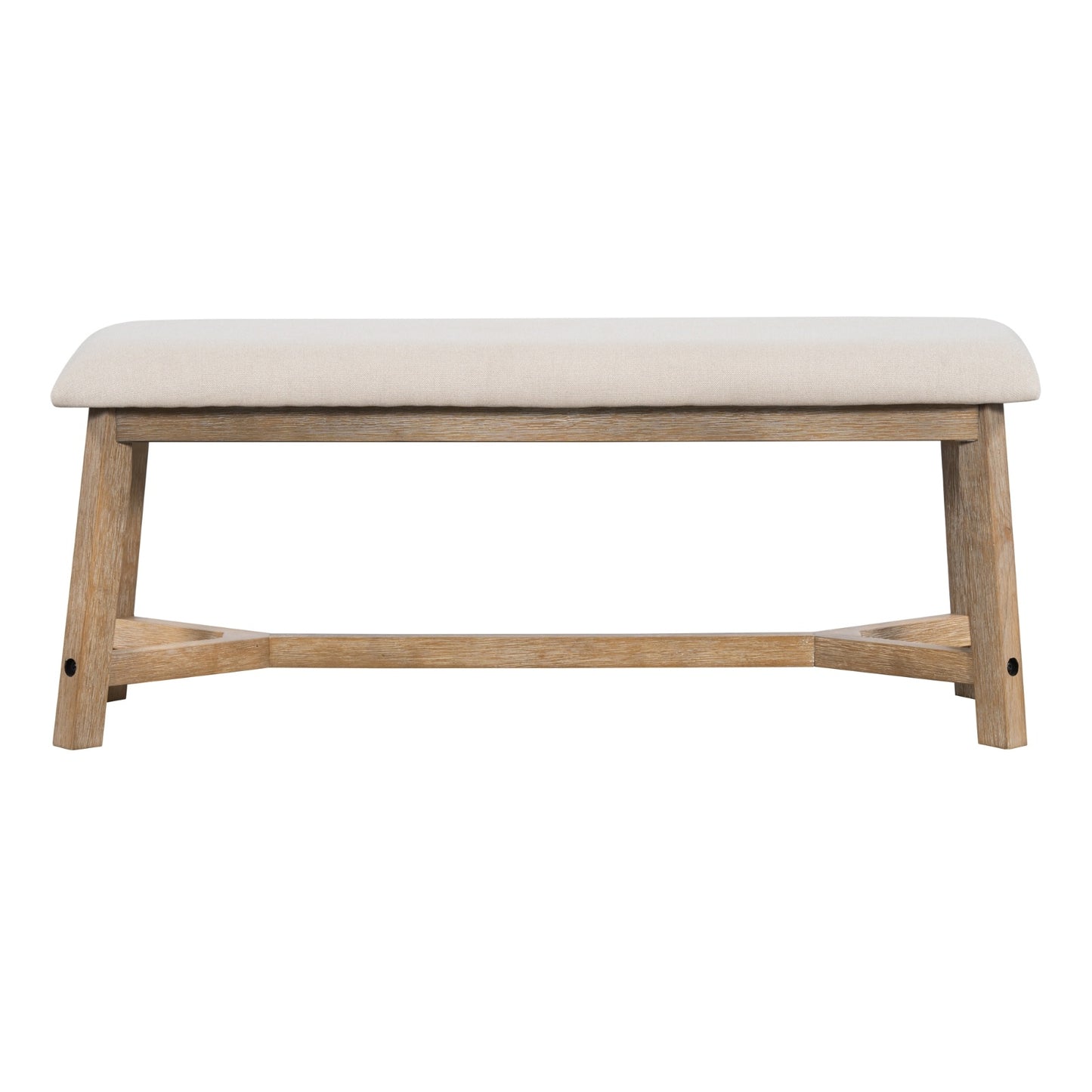 TREXM 6-Piece Retro Farmhouse Dining Set – Rectangular Wood Table, 4 Upholstered Chairs & Rattan Bench | Kitchen & Dining Room Furniture | FRPURE