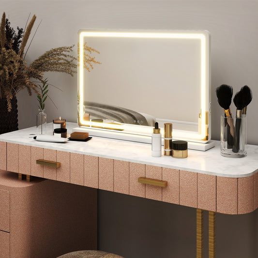 LED Makeup Touch Screen Control Vanity Based Mirror Desk Mirror - FRPURE