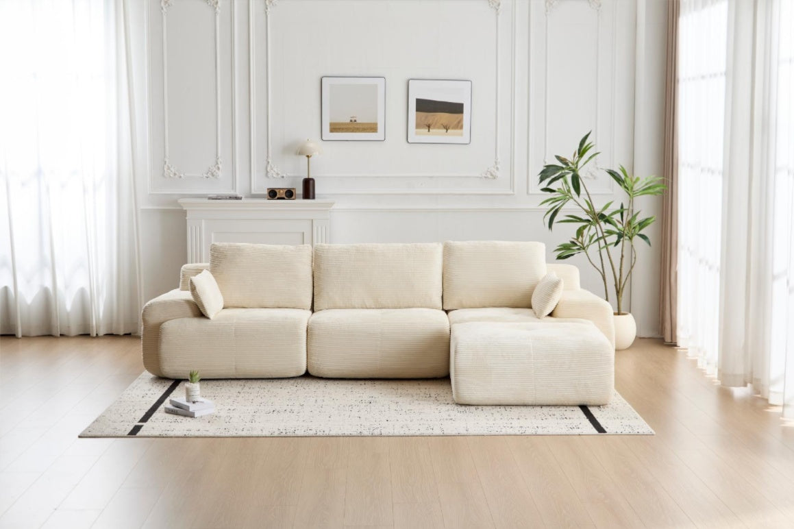 Beige Large Cloud Modular Sectional SofaExtra Deep Loveseat No Assembly Require