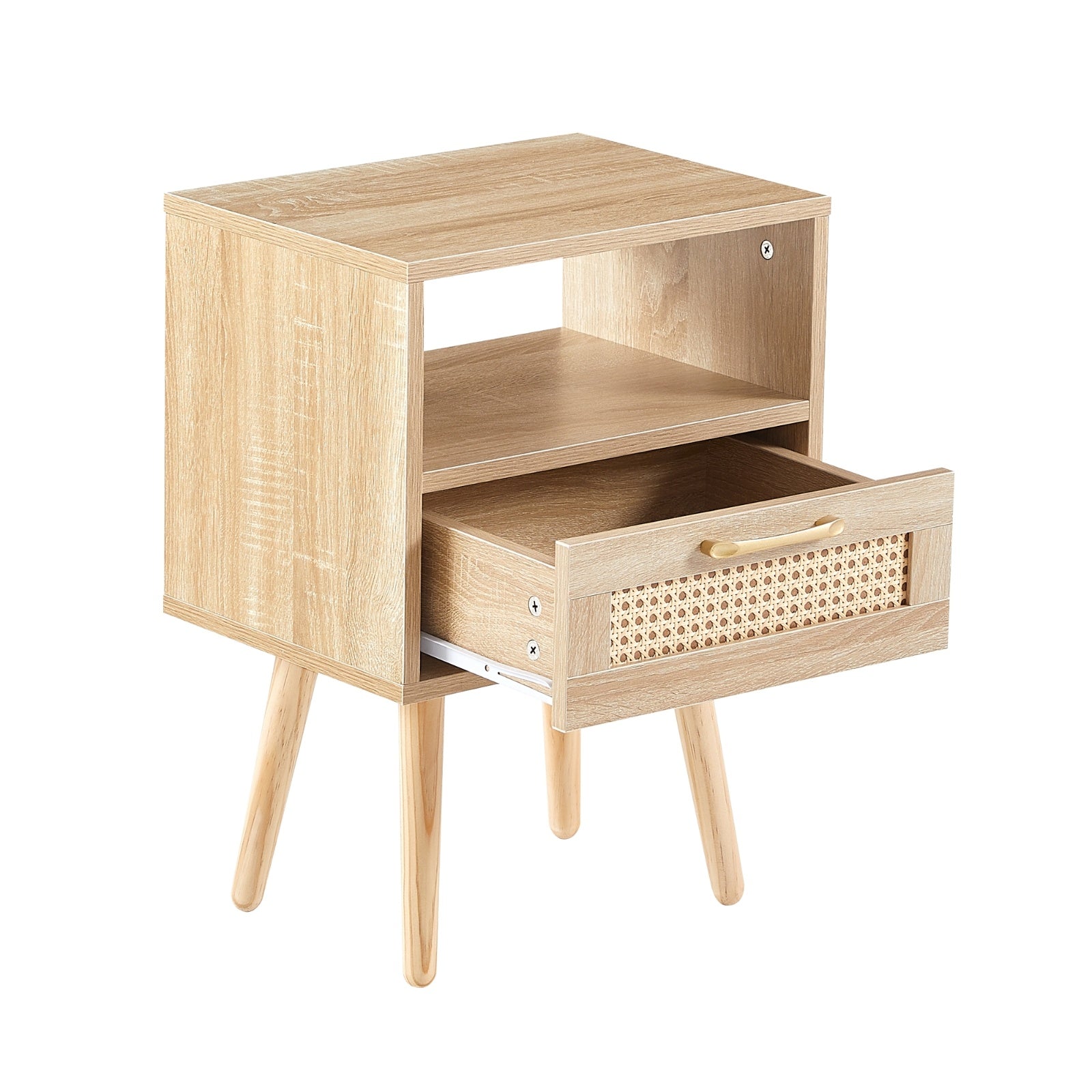Rattan End Table with Drawer – Modern Nightstand - FRPURE