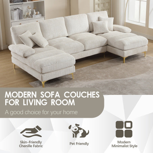 Sectional Couch For Living Room With Double Chaise U- Shaped Sofa - FRPURE
