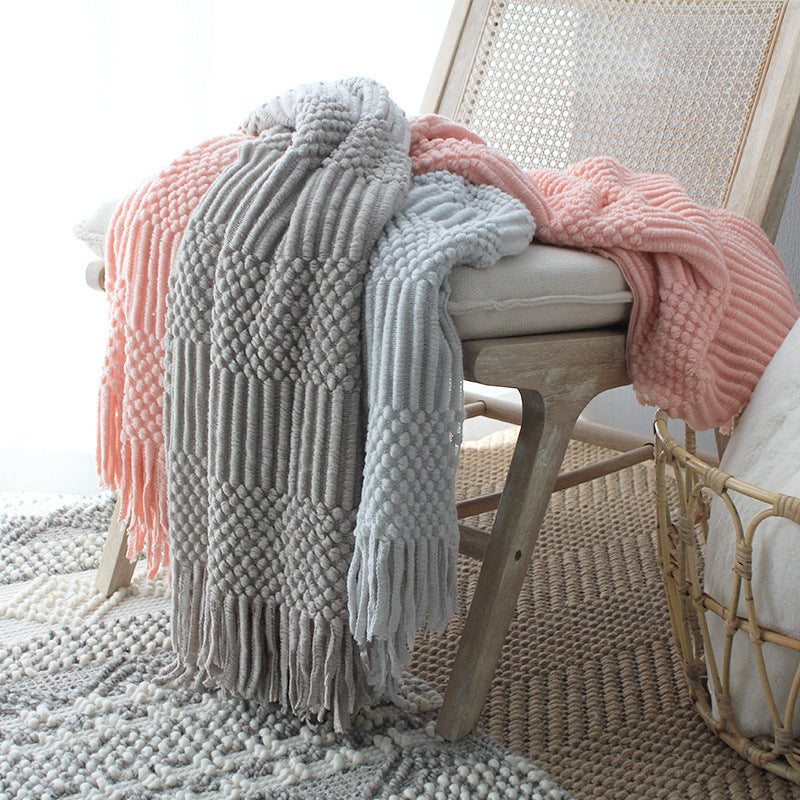 Nordic Knitted Blanket Woolen Blanket Blanket Bubble Blanket Sofa Blanket - FRPURE