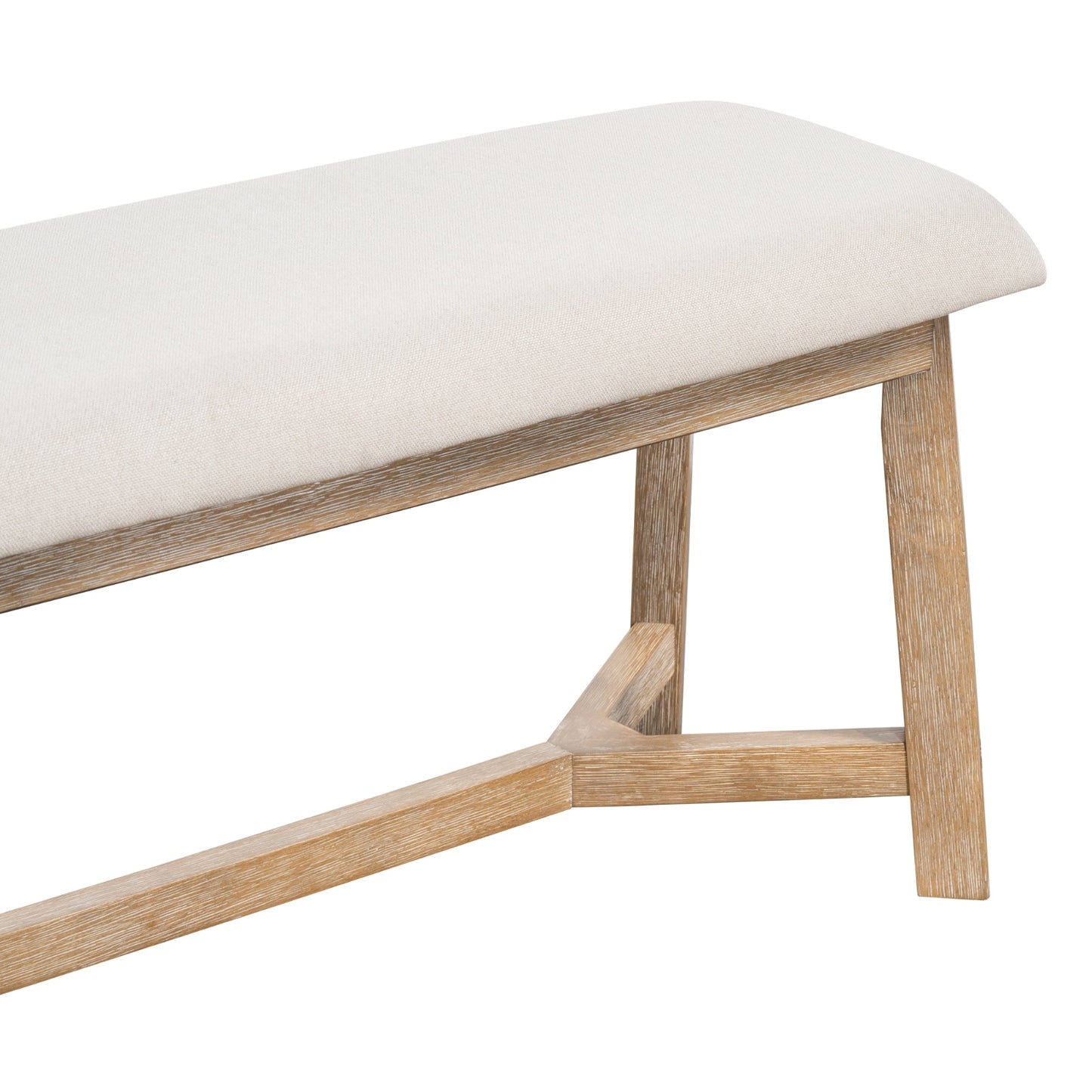 TREXM 6-Piece Retro Farmhouse Dining Set – Rectangular Wood Table, 4 Upholstered Chairs & Rattan Bench | Kitchen & Dining Room Furniture | FRPURE