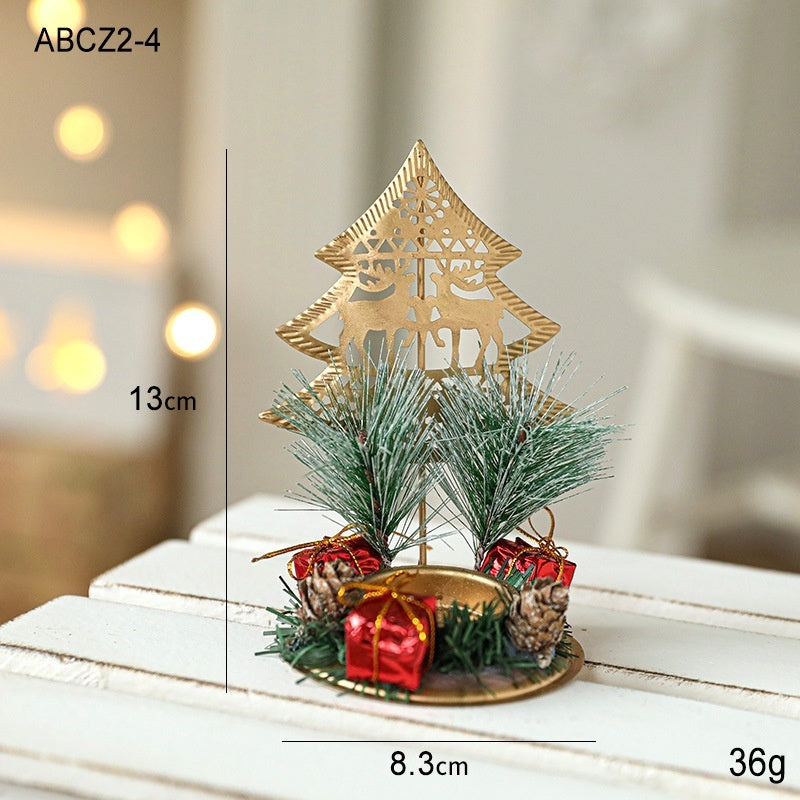 Christmas Candlestick Golden Wrought Iron Window Decoration - FRPURE
