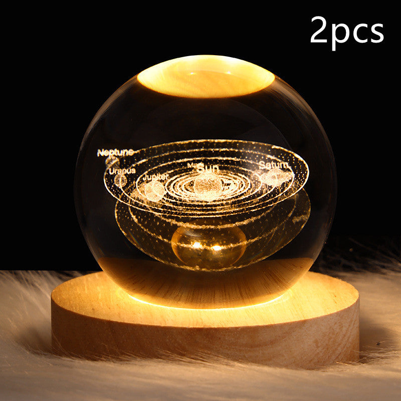 3D Galaxy Crystal Ball LED Table Lamp – Planet & Moon Night Light - FRPURE