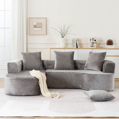 Grey L-Shape ChaiseCloud Sectional Modern Sleeper Couch With Deep Seat No Assembly Required