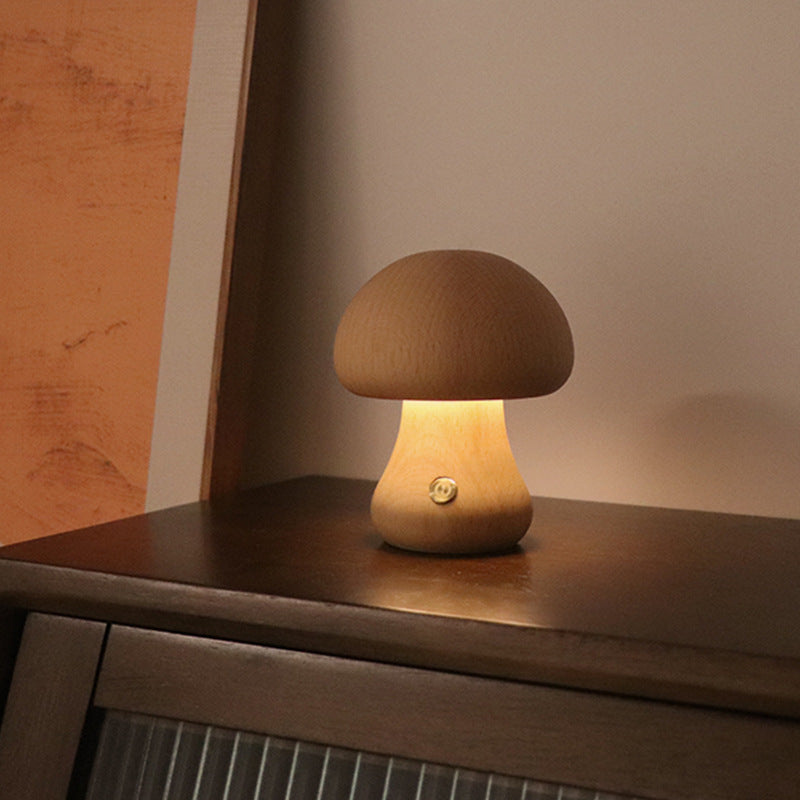 Wooden Mushroom LED Night Light – Touch Switch Lamp - FRPURE