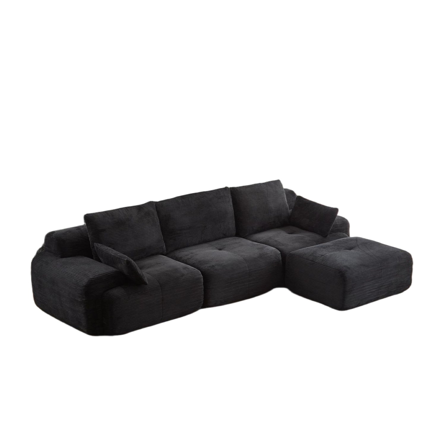 Black Large Cloud Modular Sectional Sofa Extra Deep Loveseat,No Assembly Required