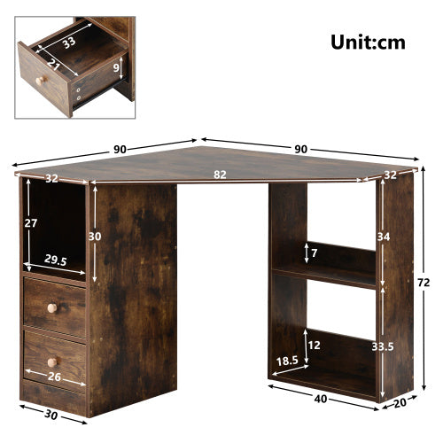 L-Computer Desk Corner Computer Desk With Large Storage Space - FRPURE
