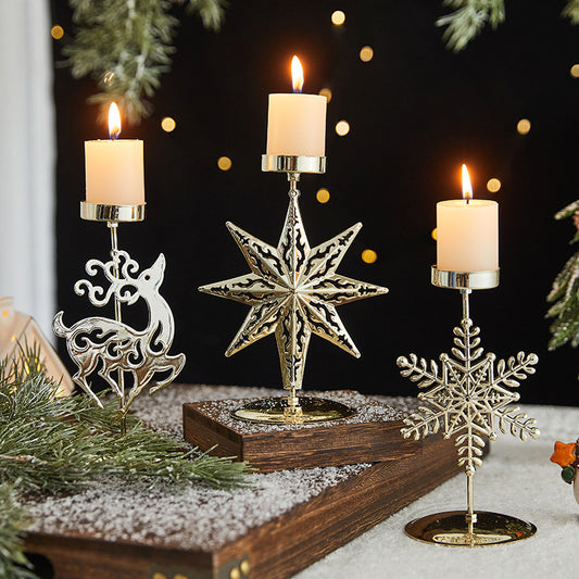 Romantic Christmas Wrought Iron Candlestick Candle Tray Decoration - FRPURE