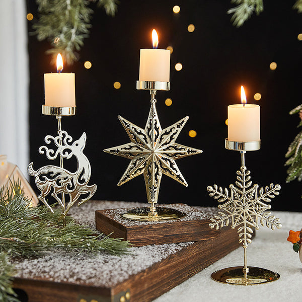 Romantic Christmas Wrought Iron Candlestick Candle Tray Decoration - FRPURE