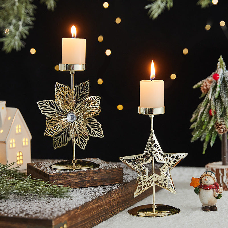 Romantic Christmas Wrought Iron Candlestick Candle Tray Decoration - FRPURE