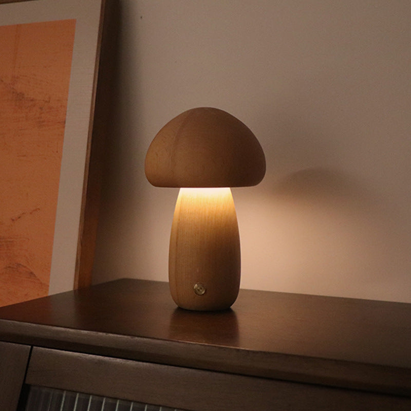 Wooden Mushroom LED Night Light – Touch Switch Lamp - FRPURE