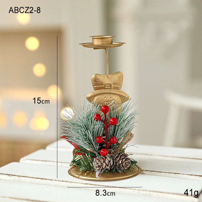 Christmas Candlestick Golden Wrought Iron Window Decoration - FRPURE