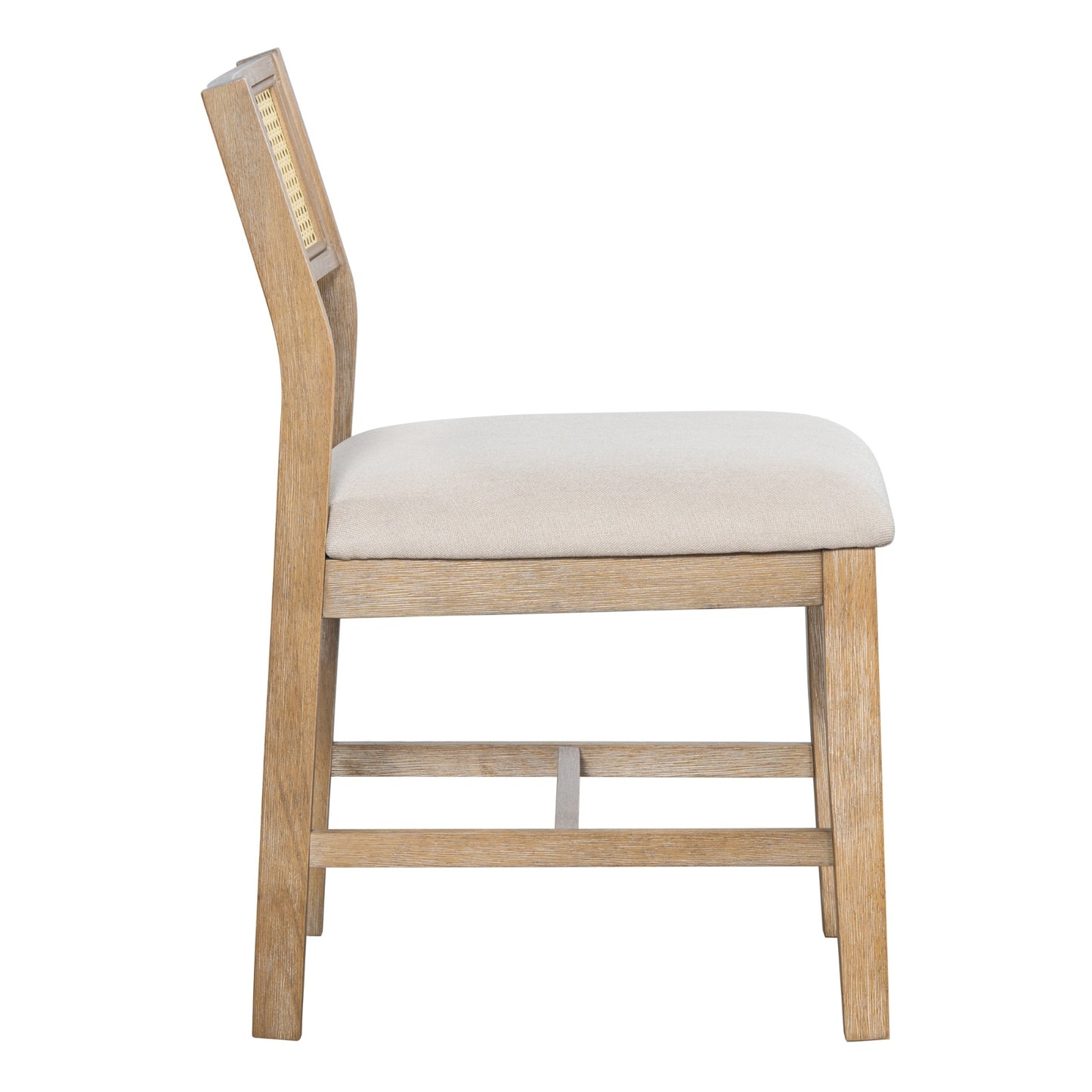 TREXM 6-Piece Retro Farmhouse Dining Set – Rectangular Wood Table, 4 Upholstered Chairs & Rattan Bench | Kitchen & Dining Room Furniture | FRPURE