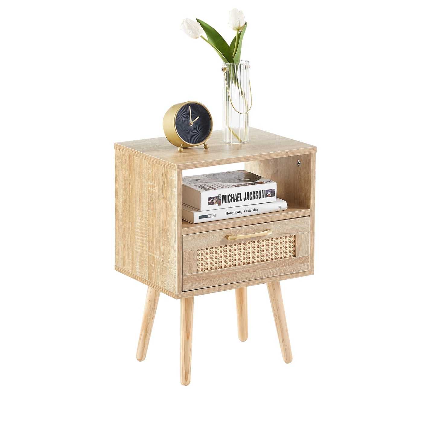 Rattan End Table with Drawer – Modern Nightstand - FRPURE