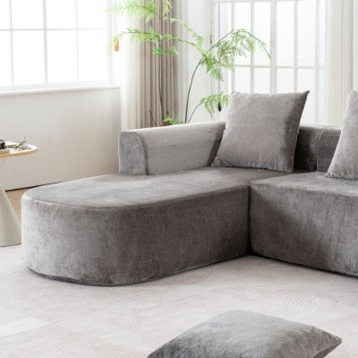 Grey L-Shape ChaiseCloud Sectional Modern Sleeper Couch With Deep Seat No Assembly Required