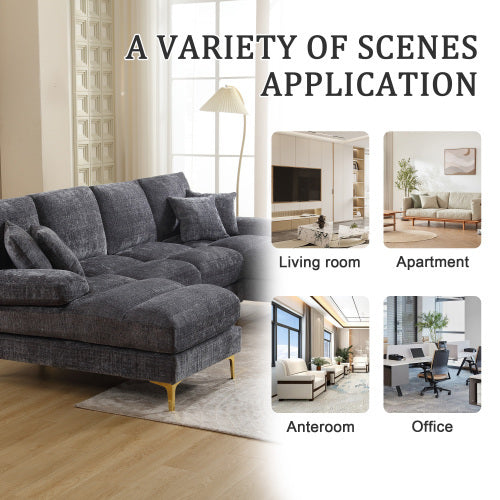 Sectional Couch For Living Room With Double Chaise U- Shaped Sofa - FRPURE