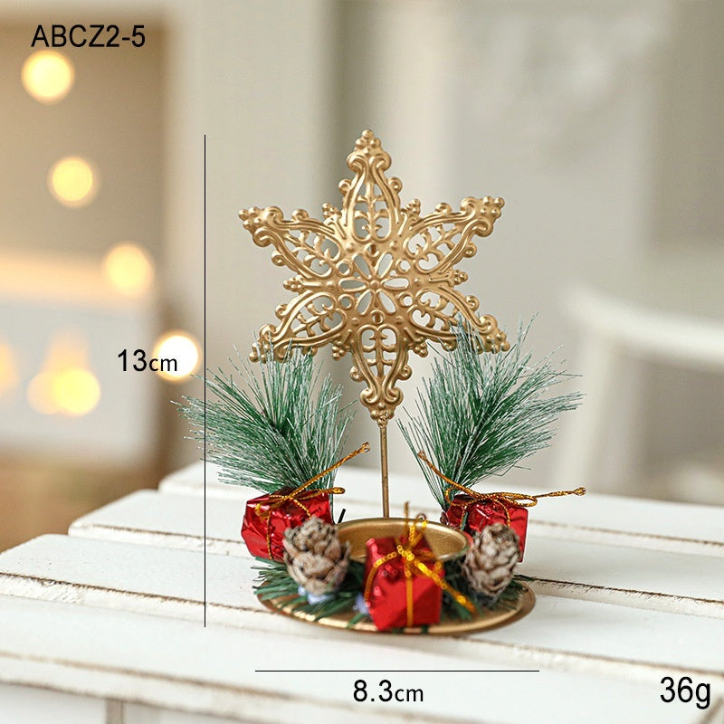 Christmas Candlestick Golden Wrought Iron Window Decoration - FRPURE