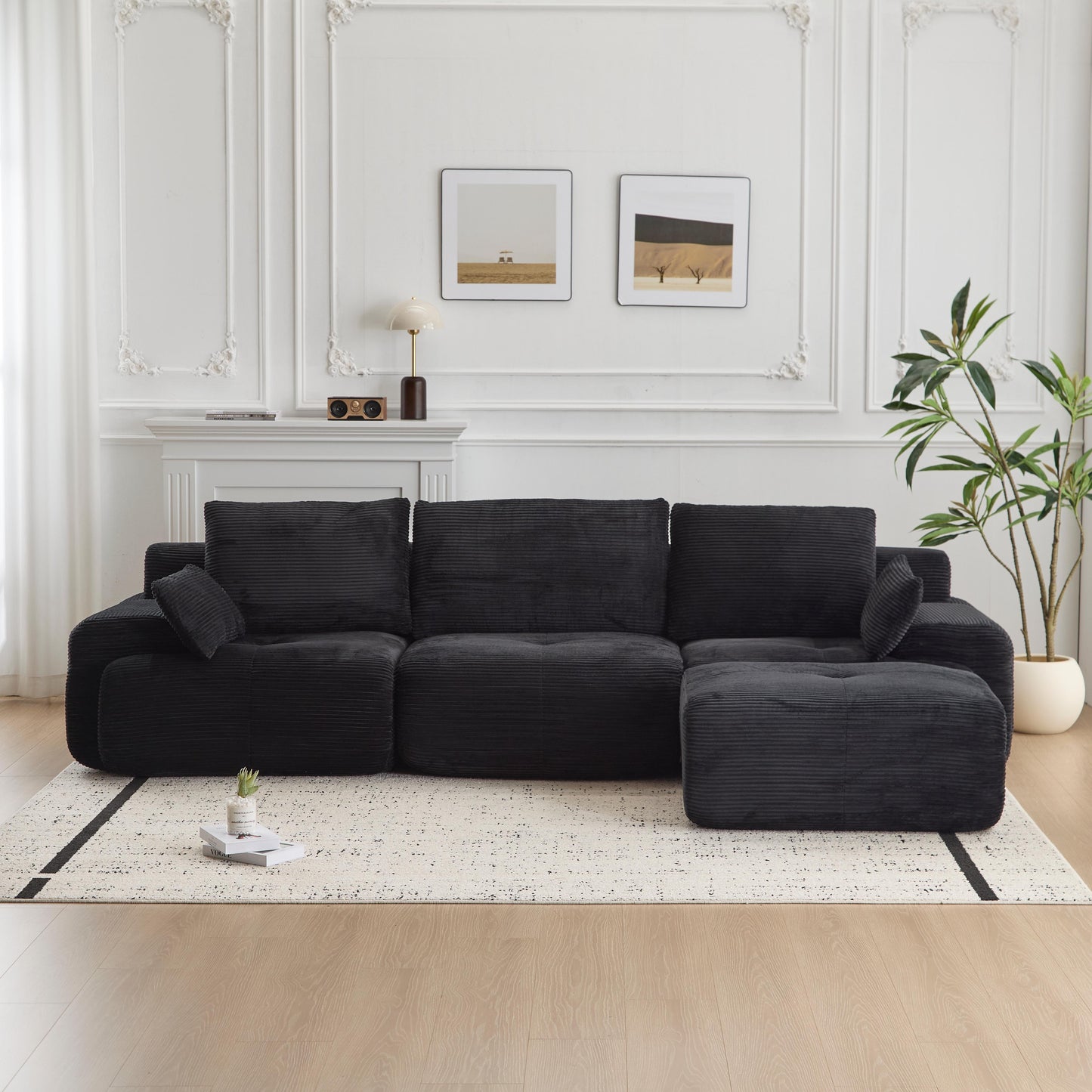 Black Large Cloud Modular Sectional Sofa Extra Deep Loveseat,No Assembly Required