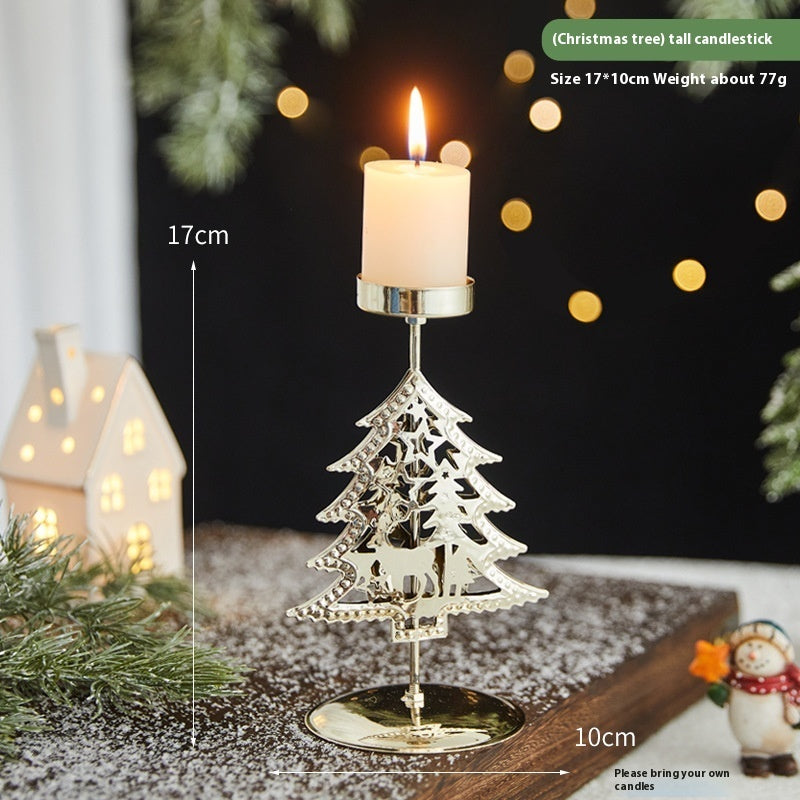 Romantic Christmas Wrought Iron Candlestick Candle Tray Decoration - FRPURE