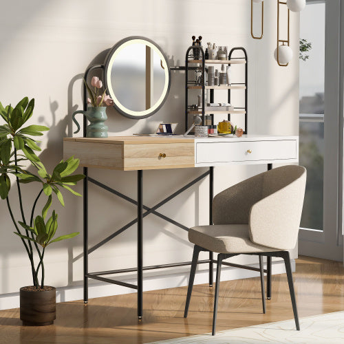 Vanity Desk with Lighted Mirror & Wireless Charging - FRPURE