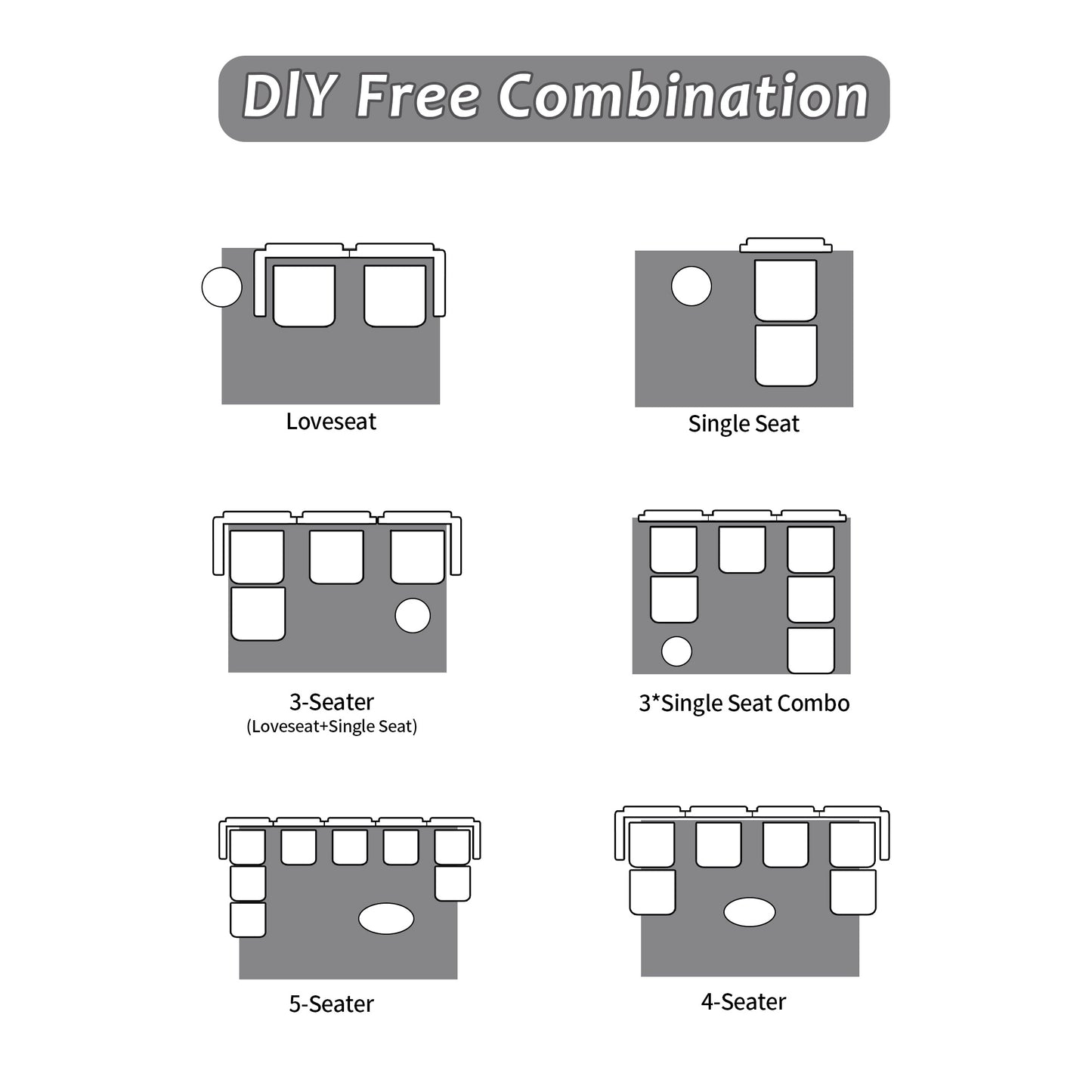 Grey Cloud Modular Sectional SofaExtra Deep Loveseat,No Assembly Required