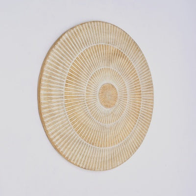 Handcarved Round Wheel Style Wood Wall Decor - FRPURE