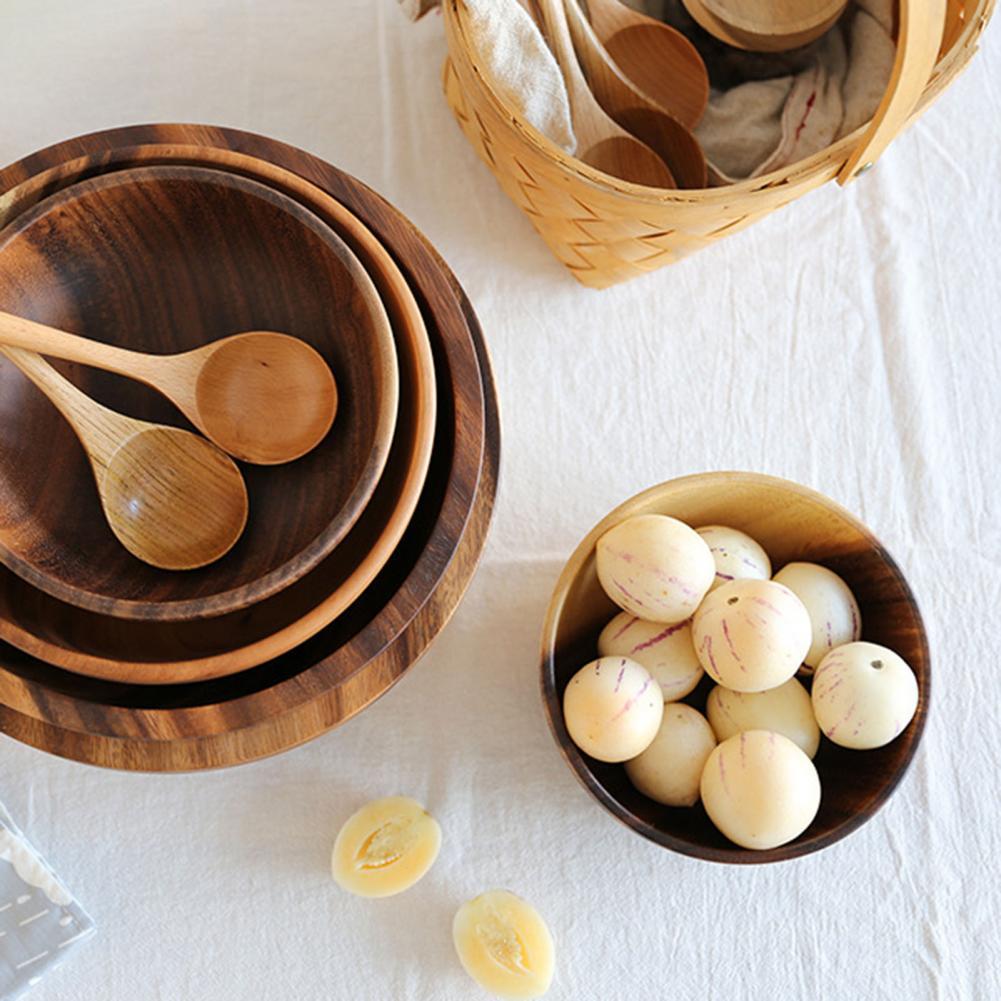 Natural Wooden Bowl – Fruit & Salad Bowl for Home or Restaurant - FRPURE