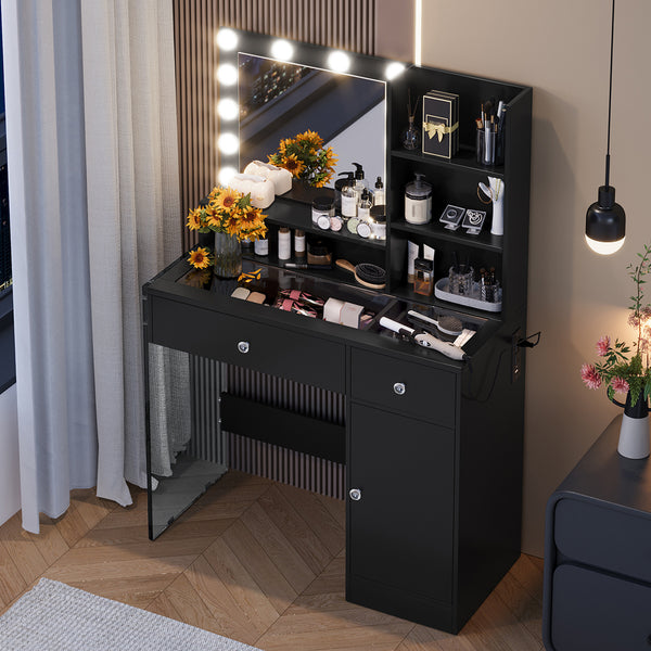Vanity Desk With Mirror And 3 Lighting Modes - FRPURE