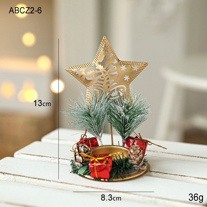 Christmas Candlestick Golden Wrought Iron Window Decoration - FRPURE