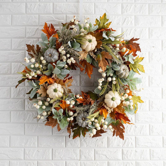 Halloween Thanksgiving Autumn Frost Leaf Pumpkin wreath - FRPURE