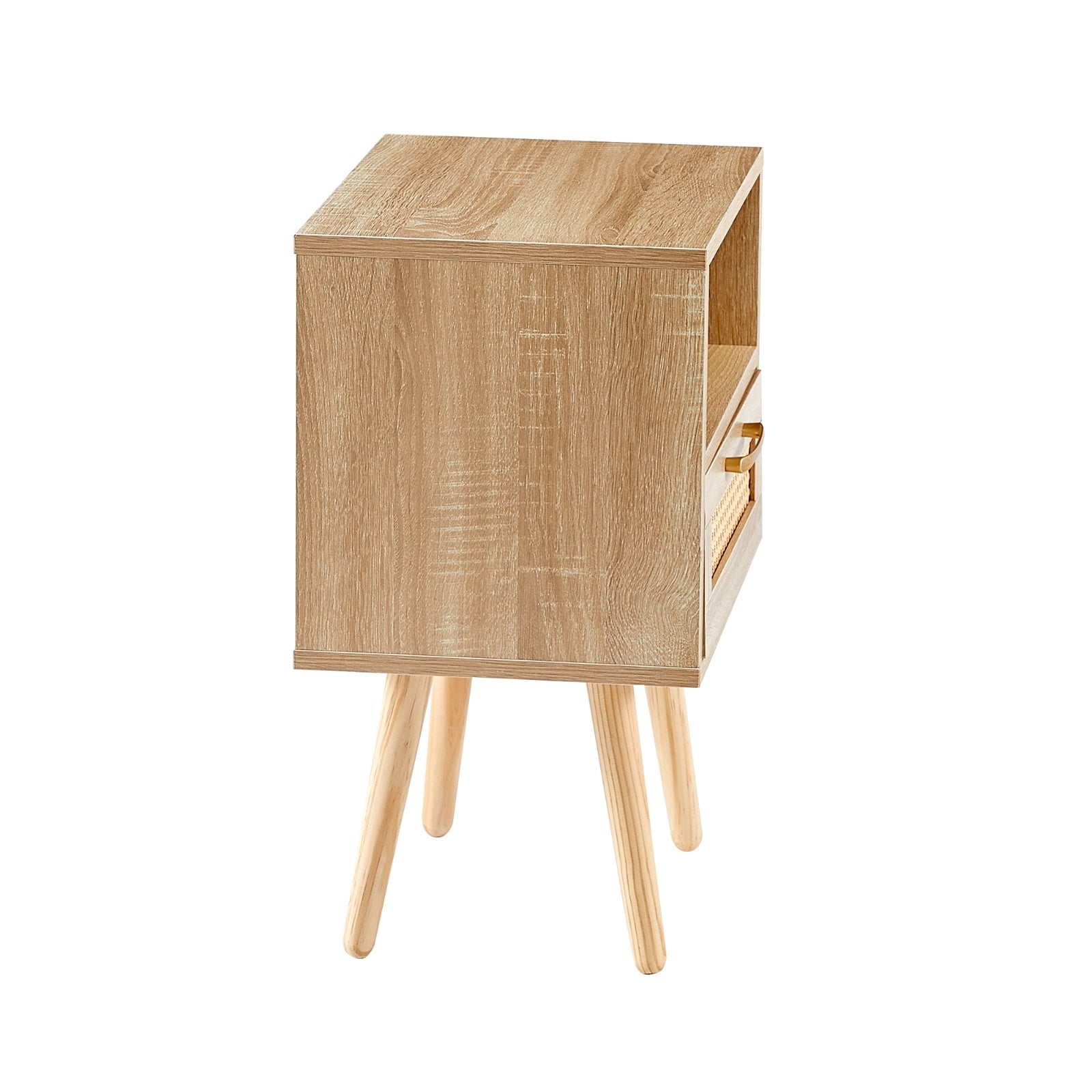 Rattan End Table with Drawer – Modern Nightstand - FRPURE