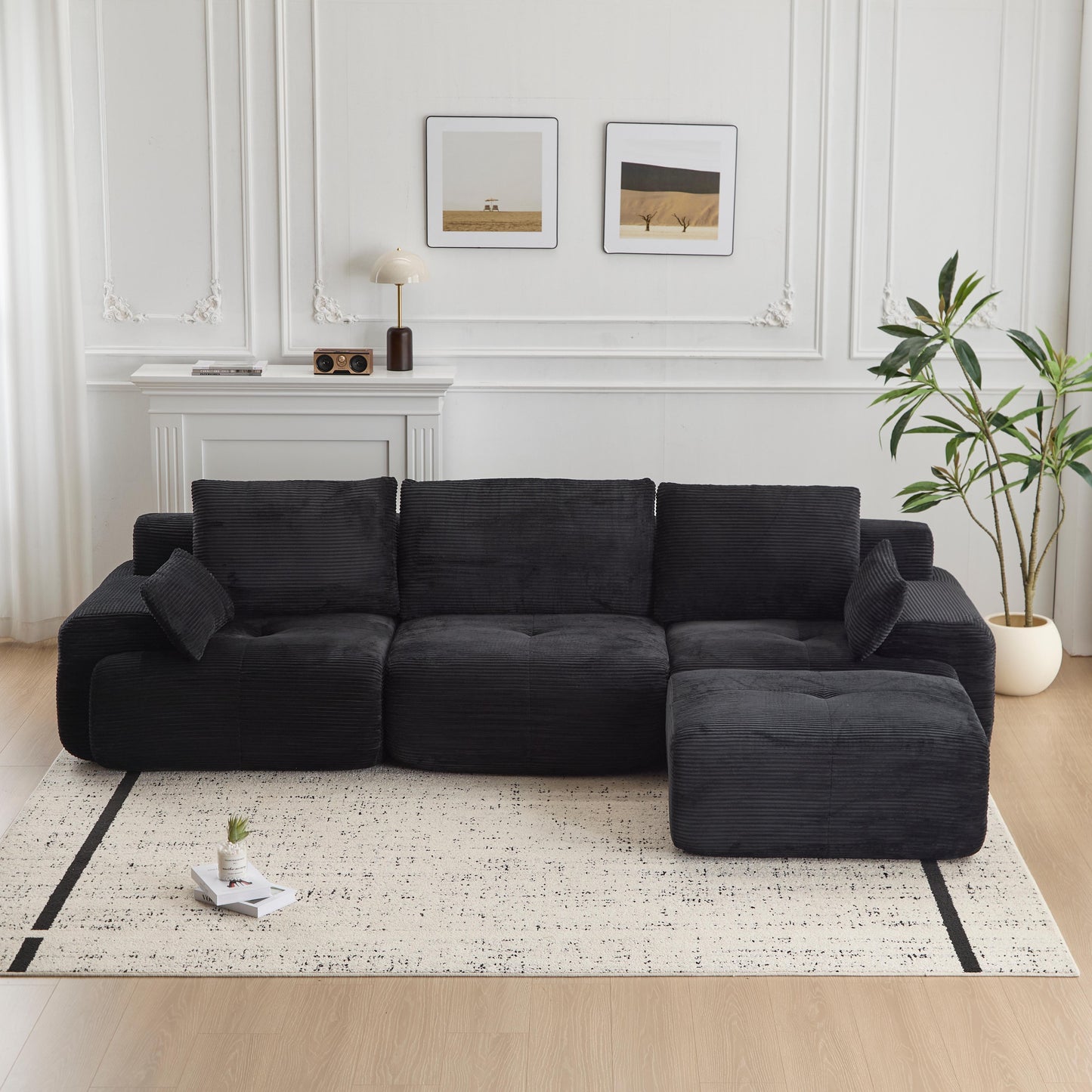 Black Large Cloud Modular Sectional Sofa Extra Deep Loveseat,No Assembly Required