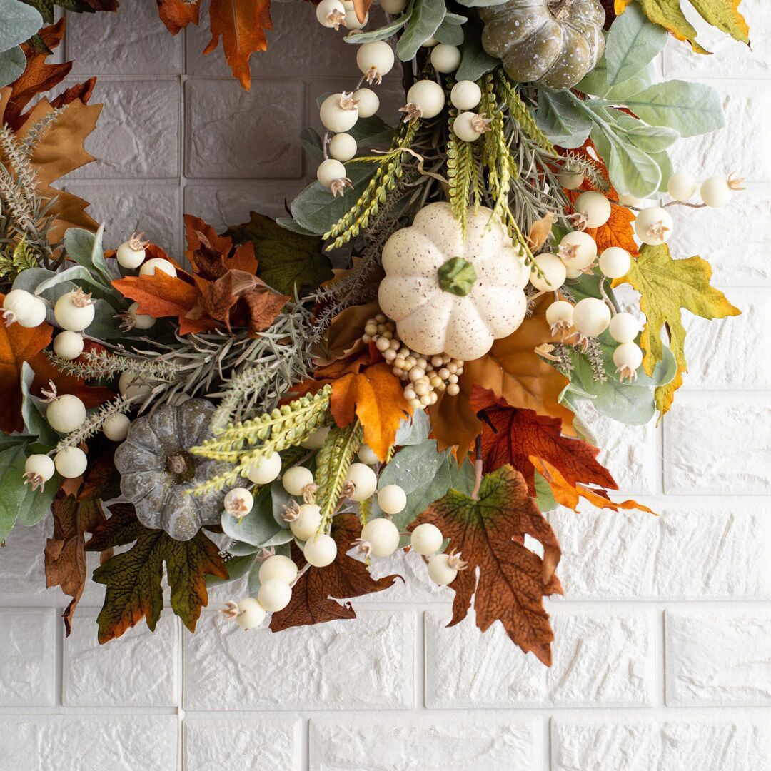Halloween Thanksgiving Autumn Frost Leaf Pumpkin wreath - FRPURE
