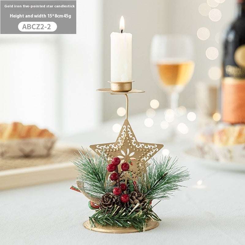 Christmas Candlestick Golden Wrought Iron Window Decoration - FRPURE