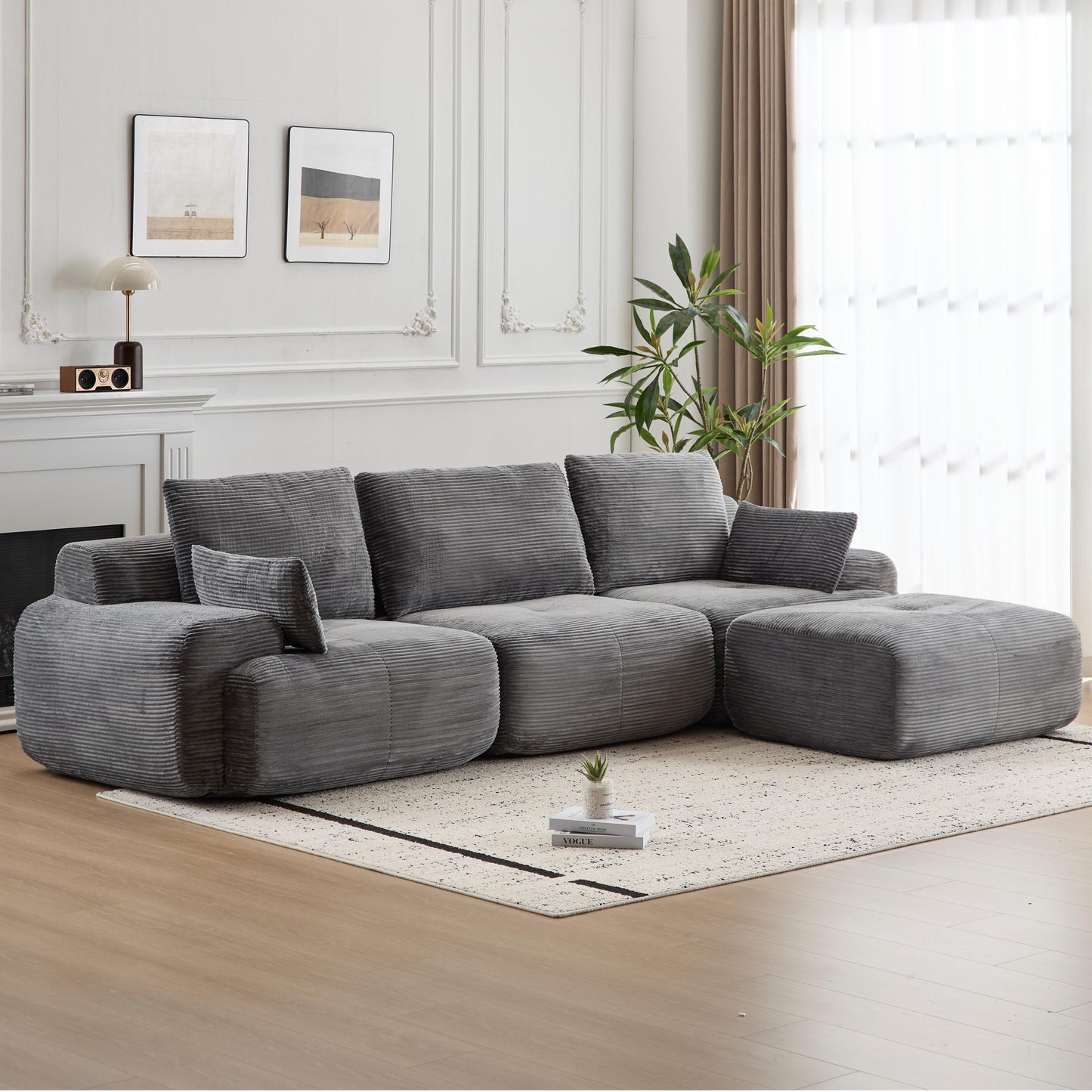 Grey Cloud Modular Sectional SofaExtra Deep Loveseat,No Assembly Required