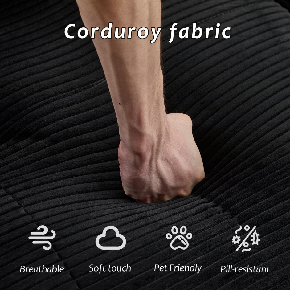 Black Cloud Modular Sectional Sofa Loveseat,No Assembly Required,