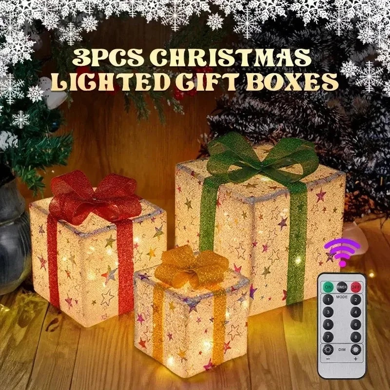 Lighted Christmas Gift Box Set – 3 Pack - FRPURE
