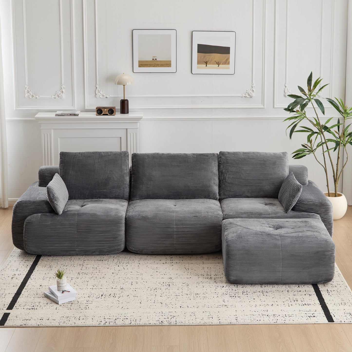 Grey Cloud Modular Sectional SofaExtra Deep Loveseat,No Assembly Required