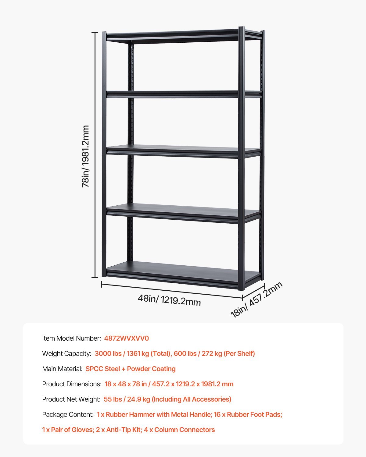 Storage Shelves5-tier Garage Storage Shelving - FRPURE